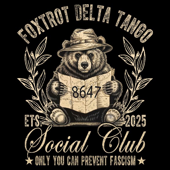Foxtrot Delta Tango Social Club Only You Can Prevent Fascism  Drawstring Bag