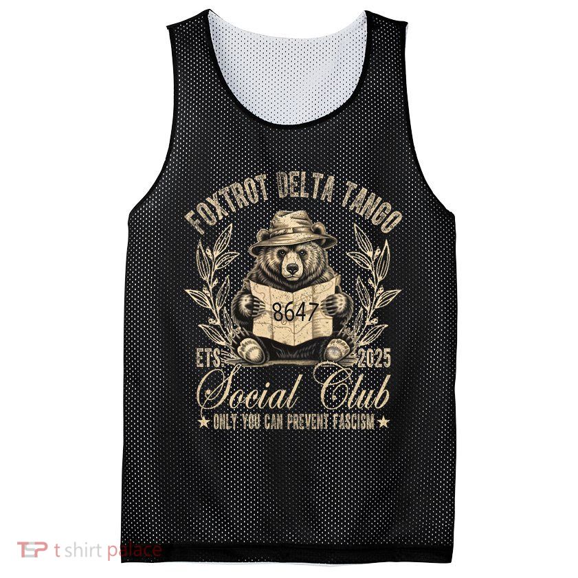 Foxtrot Delta Tango Social Club Only You Can Prevent Fascism  Mesh Reversible Basketball Jersey Tank