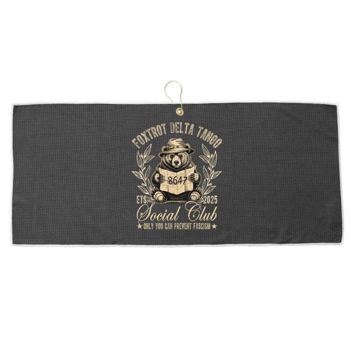 Foxtrot Delta Tango Social Club Only You Can Prevent Fascism  Large Microfiber Waffle Golf Towel