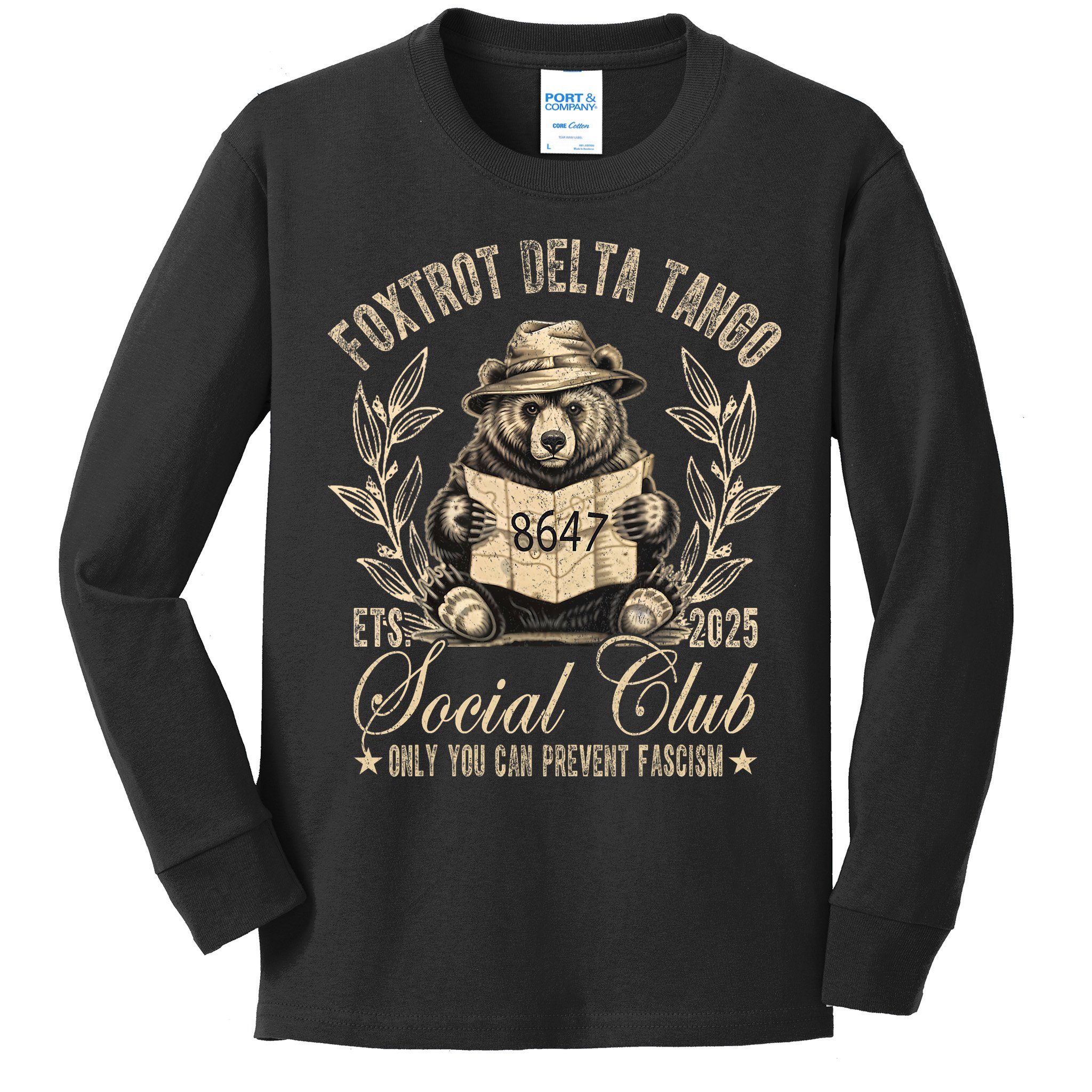 Foxtrot Delta Tango Social Club Only You Can Prevent Fascism  Kids Long Sleeve Shirt