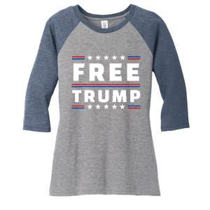 Free Donald Trump Republican Support Women's Tri-Blend 3/4-Sleeve Raglan Shirt