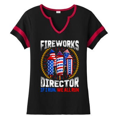 Firework Director Technician I Run You Run 4th Of July Gift Ladies Halftime Notch Neck Tee