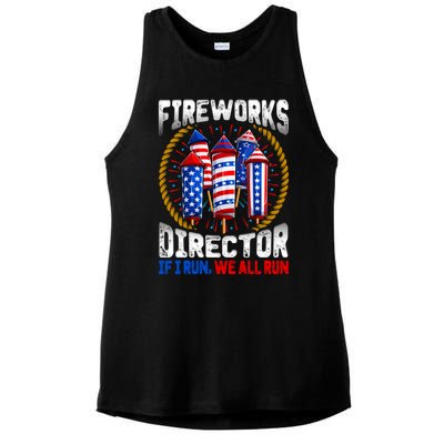 Firework Director Technician I Run You Run 4th Of July Gift Ladies PosiCharge Tri-Blend Wicking Tank