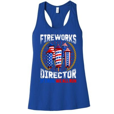 Firework Director Technician I Run You Run 4th Of July Gift Women's Racerback Tank