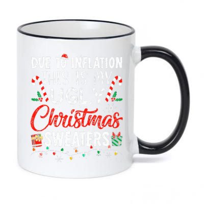 Funny Due To Inflation This Is My Ugly Christmas Sweaters  11oz Black Color Changing Mug