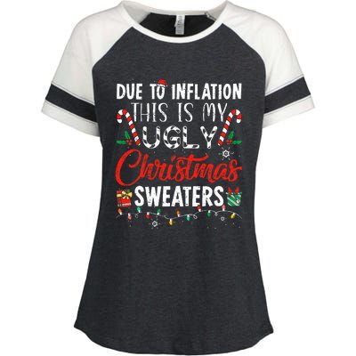 Funny Due To Inflation This Is My Ugly Christmas Sweaters  Enza Ladies Jersey Colorblock Tee