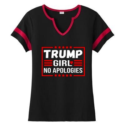 Funny Donald Trump No Apologies Election 2024 Trump Gift Ladies Halftime Notch Neck Tee