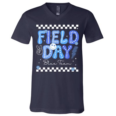 Field Day Trip Blue Team Color Game Competition V-Neck T-Shirt