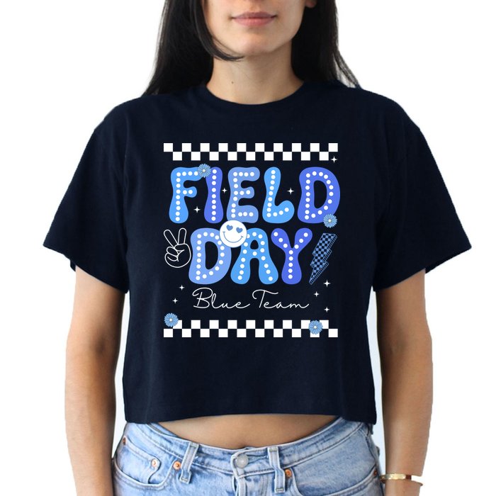 Field Day Trip Blue Team Color Game Competition Crop Top