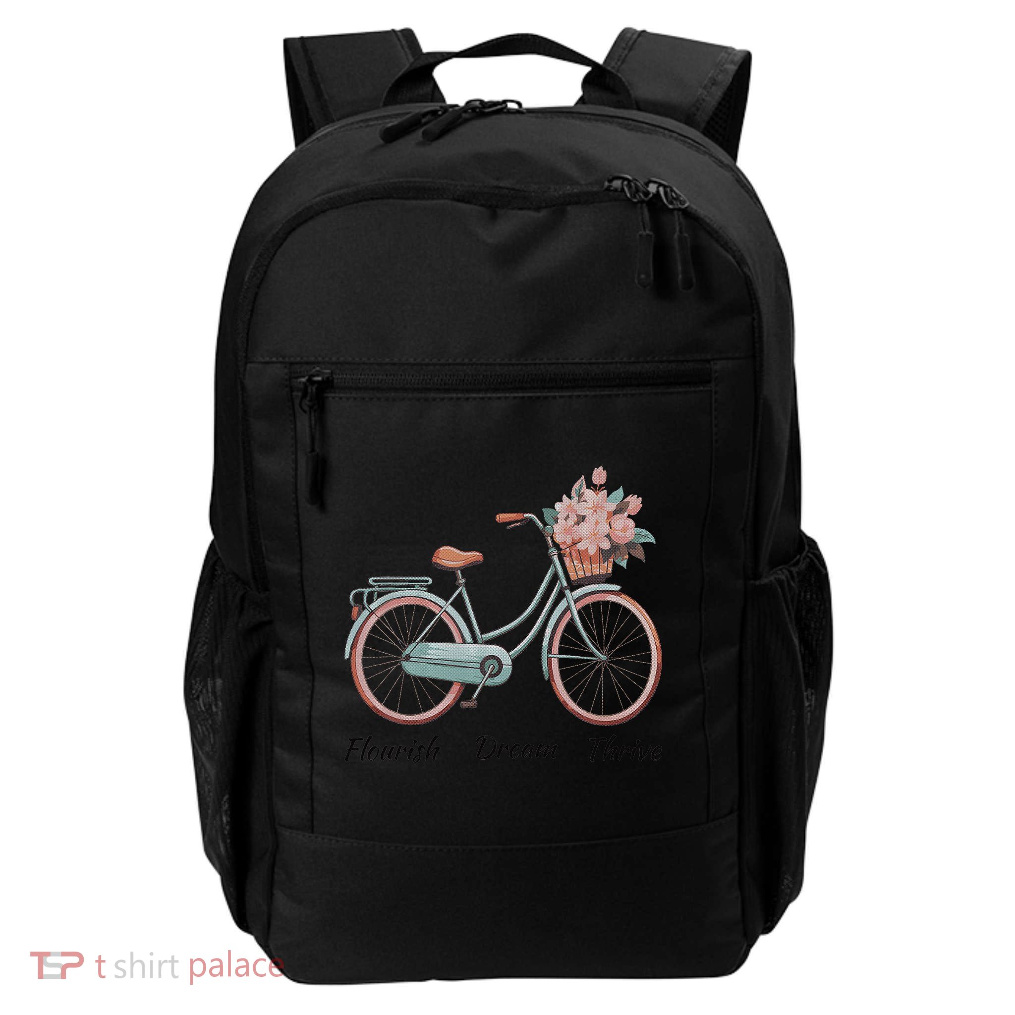 Flourish Dream Thrive Floral Bike Trump Subtle Resist Daily Commute Backpack