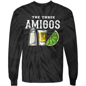 Funny Drinking The Three Amigos Cinco De Mayo Tie-Dye Long Sleeve Shirt