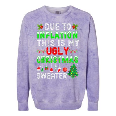 Funny Due To Inflation Ugly Christmas Sweaters Xmas Holiday Colorblast Crewneck Sweatshirt