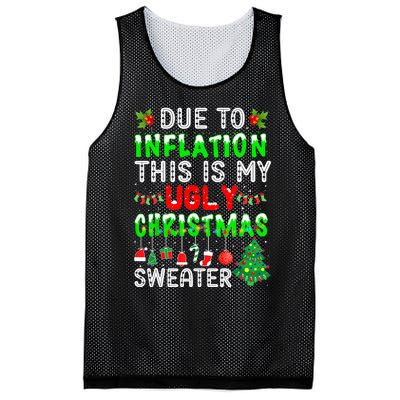 Funny Due To Inflation Ugly Christmas Sweaters Xmas Holiday Mesh Reversible Basketball Jersey Tank