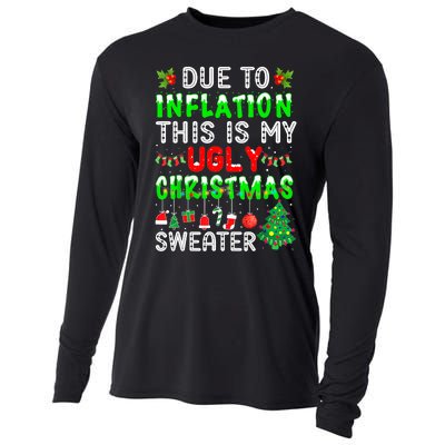 Funny Due To Inflation Ugly Christmas Sweaters Xmas Holiday Cooling Performance Long Sleeve Crew