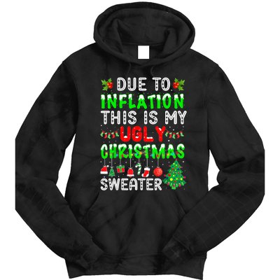 Funny Due To Inflation Ugly Christmas Sweaters Xmas Holiday Tie Dye Hoodie