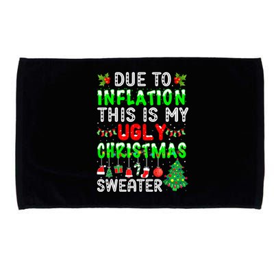 Funny Due To Inflation Ugly Christmas Sweaters Xmas Holiday Microfiber Hand Towel