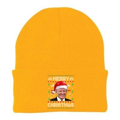 Funny Donald Trump Merry Christmas Family Ugly Xmas Gift Knit Cap Winter Beanie