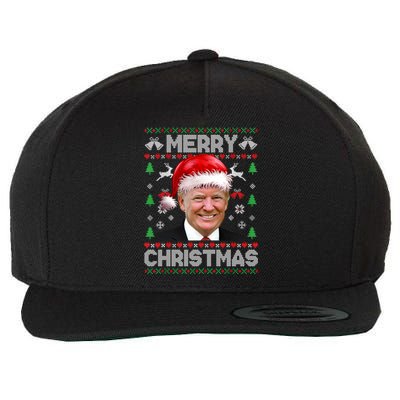 Funny Donald Trump Merry Christmas Family Ugly Xmas Gift Wool Snapback Cap