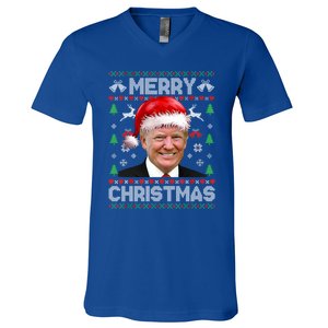 Funny Donald Trump Merry Christmas Family Ugly Xmas Gift V-Neck T-Shirt