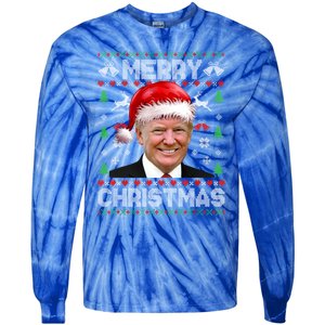 Funny Donald Trump Merry Christmas Family Ugly Xmas Gift Tie-Dye Long Sleeve Shirt