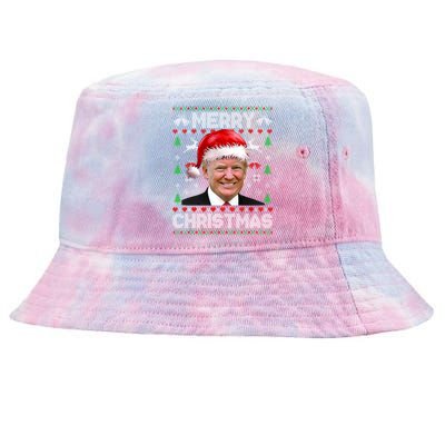 Funny Donald Trump Merry Christmas Family Ugly Xmas Gift Tie-Dyed Bucket Hat