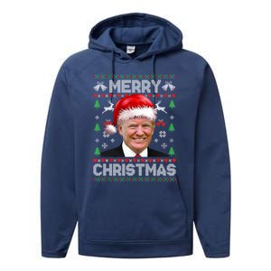 Funny Donald Trump Merry Christmas Family Ugly Xmas Gift Performance Fleece Hoodie