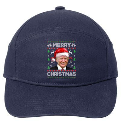 Funny Donald Trump Merry Christmas Family Ugly Xmas Gift 7-Panel Snapback Hat