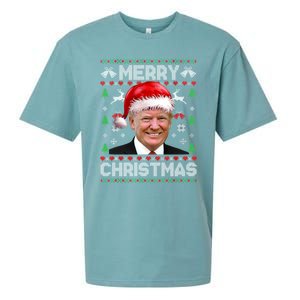 Funny Donald Trump Merry Christmas Family Ugly Xmas Gift Sueded Cloud Jersey T-Shirt