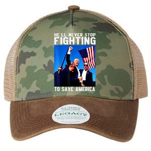 Funny Donald Trump HeLl Never Stop Fighting To Save America Gift Legacy Tie Dye Trucker Hat