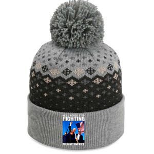 Funny Donald Trump HeLl Never Stop Fighting To Save America Gift The Baniff Cuffed Pom Beanie