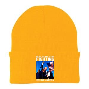 Funny Donald Trump HeLl Never Stop Fighting To Save America Gift Knit Cap Winter Beanie