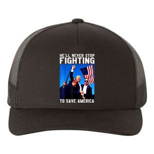 Funny Donald Trump HeLl Never Stop Fighting To Save America Gift Yupoong Adult 5-Panel Trucker Hat