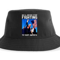 Funny Donald Trump HeLl Never Stop Fighting To Save America Gift Sustainable Bucket Hat