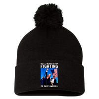 Funny Donald Trump HeLl Never Stop Fighting To Save America Gift Pom Pom 12in Knit Beanie