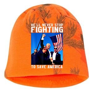 Funny Donald Trump HeLl Never Stop Fighting To Save America Gift Kati - Camo Knit Beanie