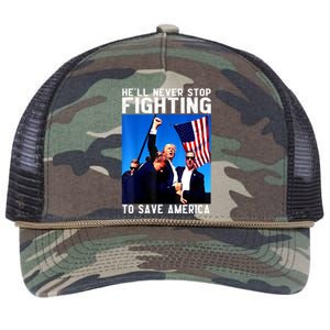 Funny Donald Trump HeLl Never Stop Fighting To Save America Gift Retro Rope Trucker Hat Cap