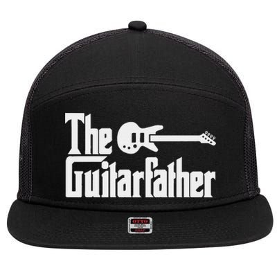 Fathers Day The Guitarfather Musician Guitarist Dad 7 Panel Mesh Trucker Snapback Hat