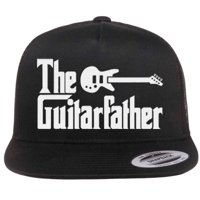 Fathers Day The Guitarfather Musician Guitarist Dad Flat Bill Trucker Hat