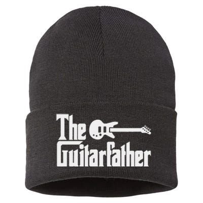 Fathers Day The Guitarfather Musician Guitarist Dad Sustainable Knit Beanie