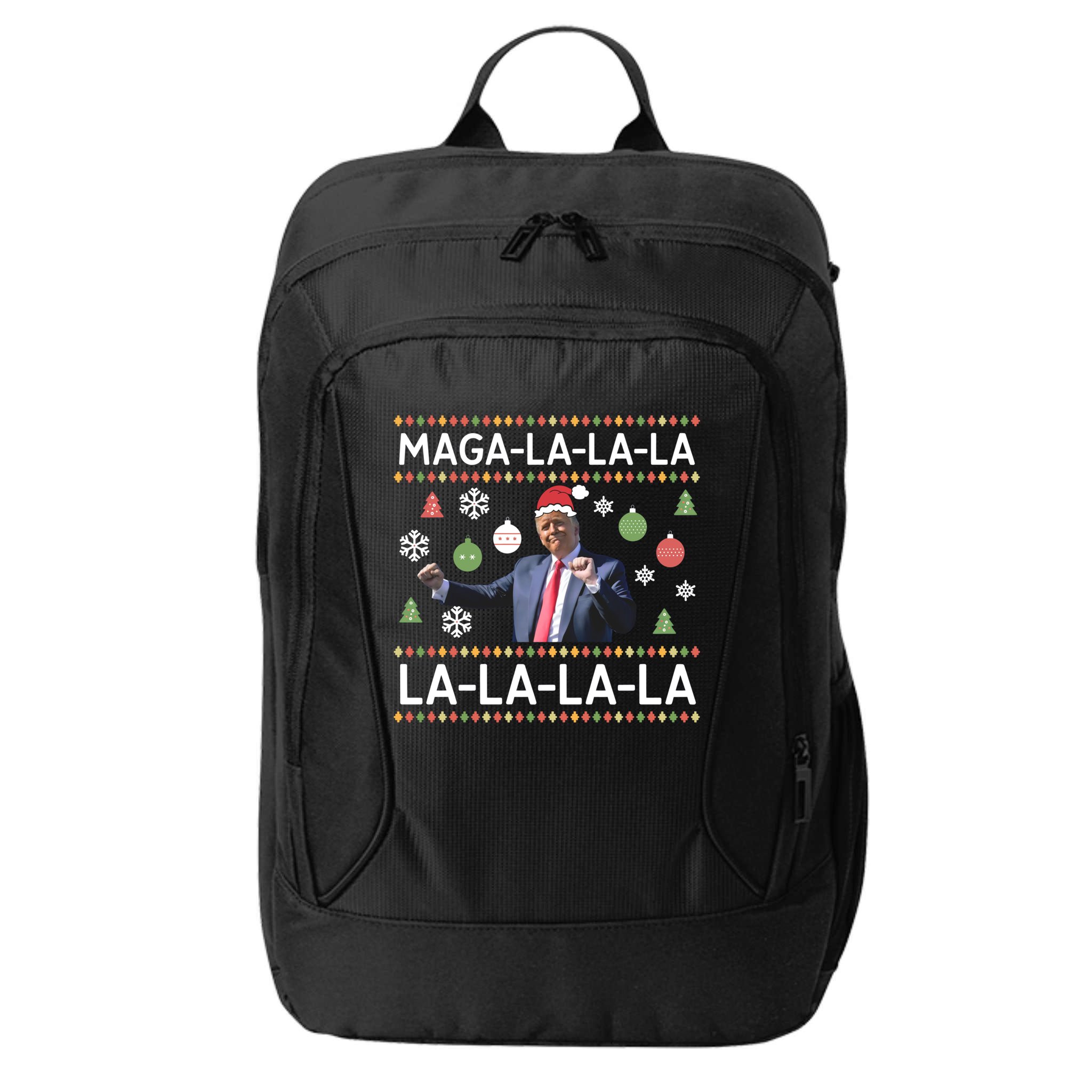 Funny Donald Trump Ugly Christmas Maga La La La Gift City Backpack