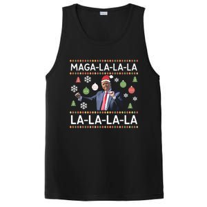 Funny Donald Trump Ugly Christmas Maga La La La Gift PosiCharge Competitor Tank