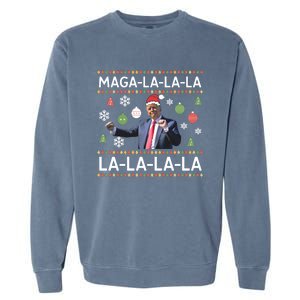 Funny Donald Trump Ugly Christmas Maga La La La Gift Garment-Dyed Sweatshirt