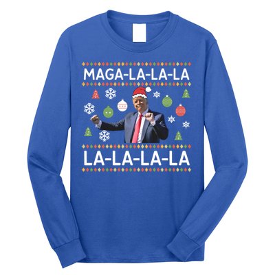 Funny Donald Trump Ugly Christmas Maga La La La Gift Long Sleeve Shirt