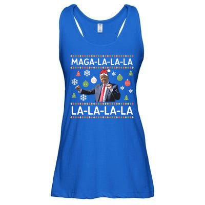 Funny Donald Trump Ugly Christmas Maga La La La Gift Ladies Essential Flowy Tank