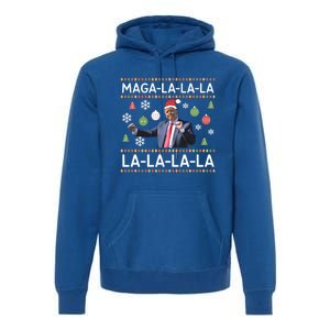 Funny Donald Trump Ugly Christmas Maga La La La Gift Premium Hoodie