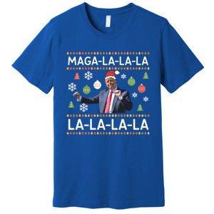 Funny Donald Trump Ugly Christmas Maga La La La Gift Premium T-Shirt