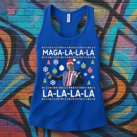 Funny Donald Trump Ugly Christmas Maga La La La Gift Womens Tank Top