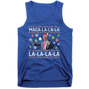 Funny Donald Trump Ugly Christmas Maga La La La Gift Tank Top