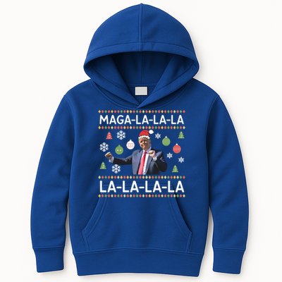 Funny Donald Trump Ugly Christmas Maga La La La Gift Kids Hoodie