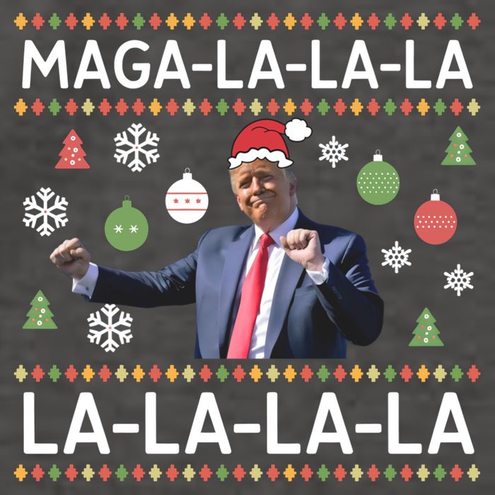Funny Donald Trump Ugly Christmas Maga La La La Gift Vector Backpack